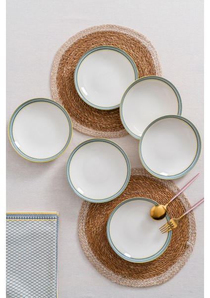 6'lı Dubai Çukur Yemek Tabağı Seti 20CM - Sade ve Modern Tasarım Porselen Tabaklar