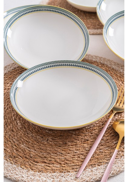 6'lı Dubai Çukur Yemek Tabağı Seti 20CM - Sade ve Modern Tasarım Porselen Tabaklar fiyatları