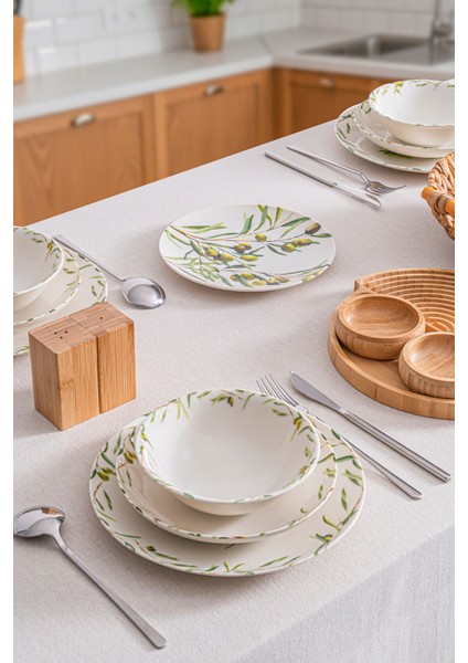 Olive 16 cm Çorba Kasesi 6’lı Set – Zeytin Dalı Desenli Premium Porselen fırsatları