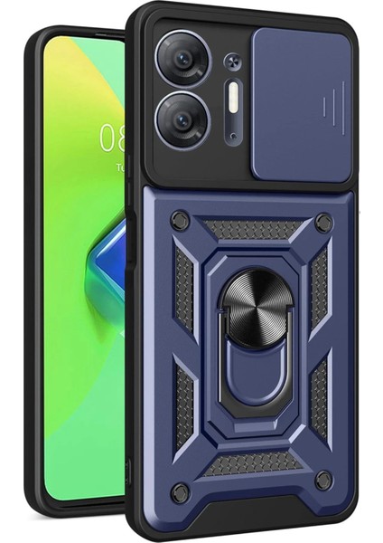 Infinix Hot 30 5g Kılıf Pars Lens Yüzüklü Silikon - LACIVERT-(5796)