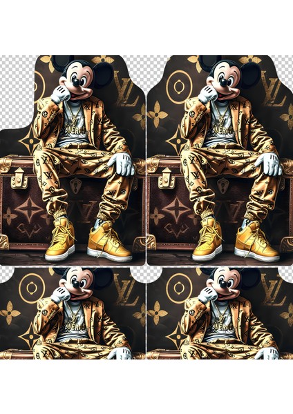 Louis Vuittondesenli Araba Paspası – 4’lü Set