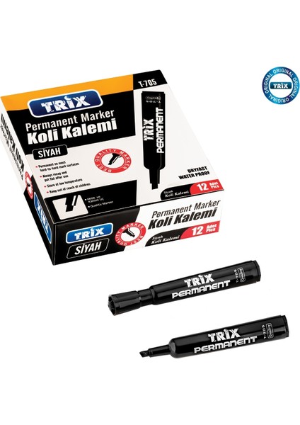 Koli Kalemi -Kesik Uç-Permanent Marker-Siyah