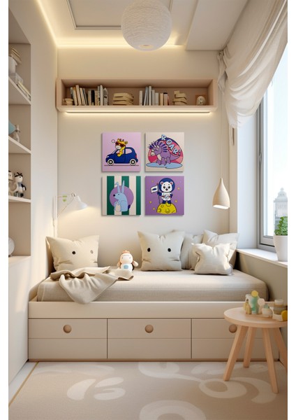 Tavşan Temalı Çocuk Tuval Boyama Seti | Tuval + 6 Renk Akrilik Boya + Fırça fırsatları