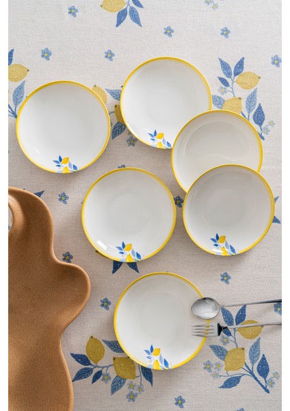 Limon Desenli 20 cm Premium Porselen Yemek Tabağı - 6 Adet modelleri