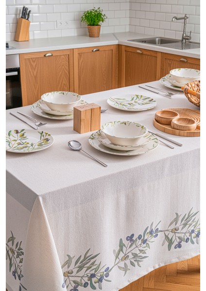 Olive 48 Parça 12 Kişilik Premium Porselen Yemek Takımı – Akdeniz Zeytin Desenli modelleri