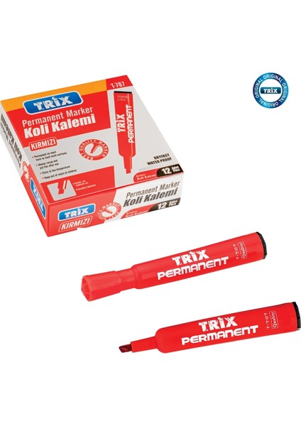 Koli Kalemi -Kesik Uç-Permanent Marker-Kırmızı