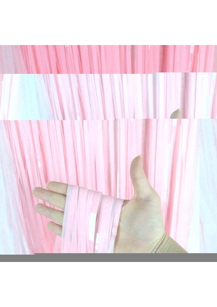 Soft Pembe Püsküllü Kapı Perdesi - Parti, Baby Shower, Cinsiyet Partisi 1x2 M