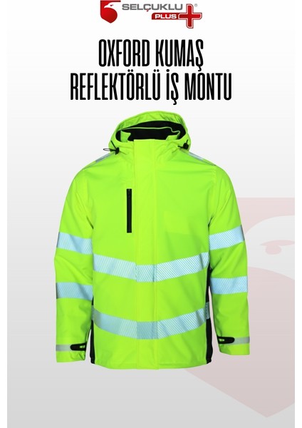 Oxford Kumaş Reflektörlü Iş Montu, Su Geçirmez, Kapüşonlu, Termal Astar