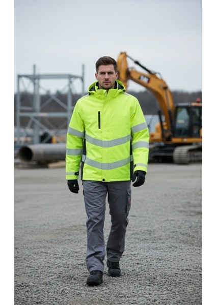 Oxford Kumaş Reflektörlü Iş Montu, Su Geçirmez, Kapüşonlu, Termal Astar