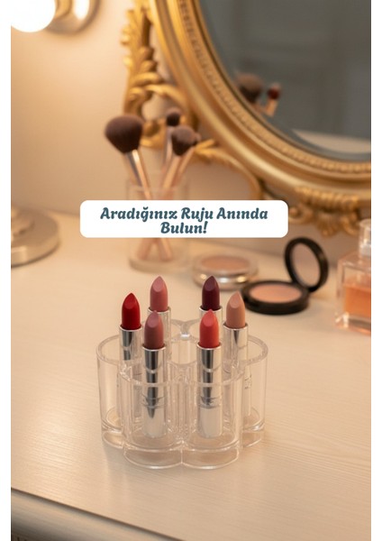 6 Bölmeli Şeffaf Kapaklı Ruj Organizeri - Makyaj Organizeri modelleri