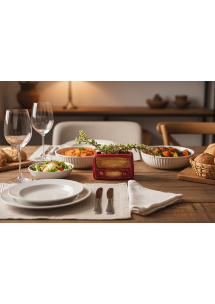 Retro Radyo Sukulent Saksısı ve Kalemlik - Masaüstü Dekoratif Organizer Kırmızı 12*8