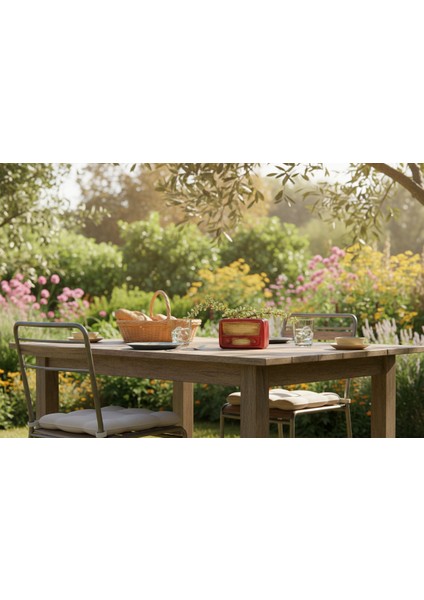 Retro Radyo Sukulent Saksısı ve Kalemlik - Masaüstü Dekoratif Organizer Kırmızı 12*8