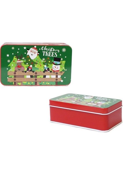Yılbaşı Temalı Mini Dikdörtgen Teneke Kutu Çam Ağacı Desenli Yeşil 11 cm modelleri