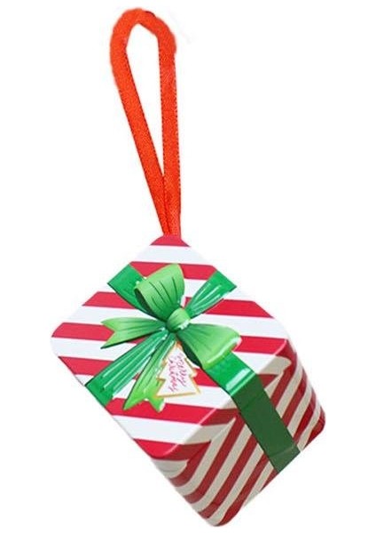 Hediye Paketi Şeklinde Yılbaşı Ağaç Süsü Metal Hediye Kutusu Kırmızı-Beyaz 6 cm fiyatları