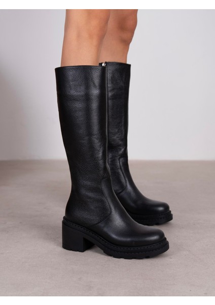 Nuta Siyah Hakiki Deri Kadın Çizme