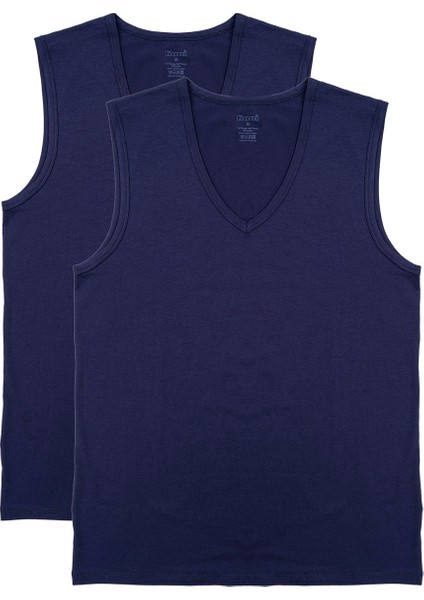 Barny Erkek V Yakalı Sıfır Kol Pamuklu 2'li Atlet Set