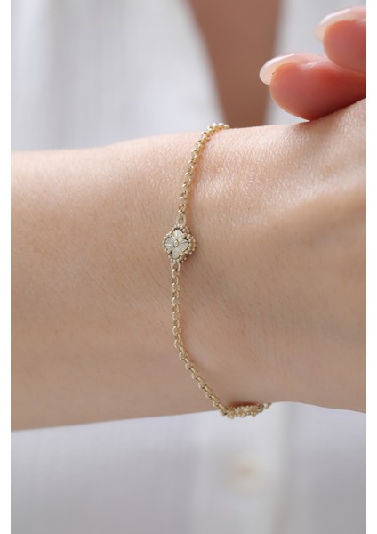 14 Ayar Altın Üçlü Yonca Bileklik