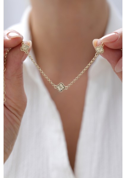 14 Ayar Altın Üçlü Yonca Bileklik modelleri