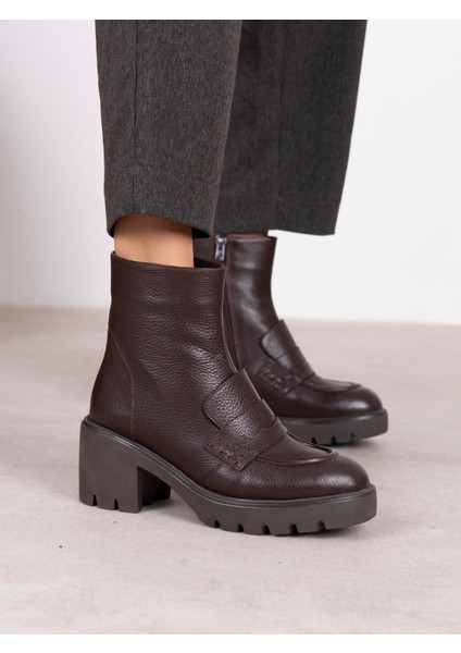 Vanya Kahve Hakiki Deri Kadın Bot
