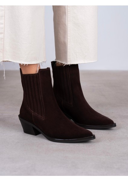 Lexis Kahve Süet Hakiki Deri Kadın Bot