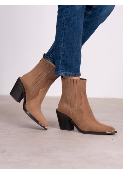 Asron Camel Süet Hakiki Deri Kadın Bot