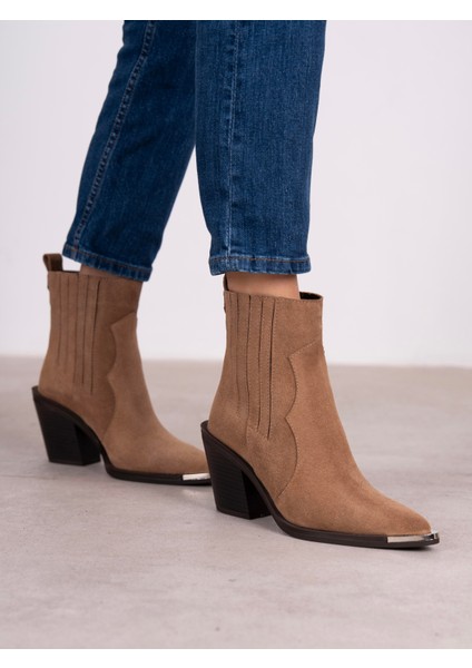 Asron Camel Süet Hakiki Deri Kadın Bot modelleri