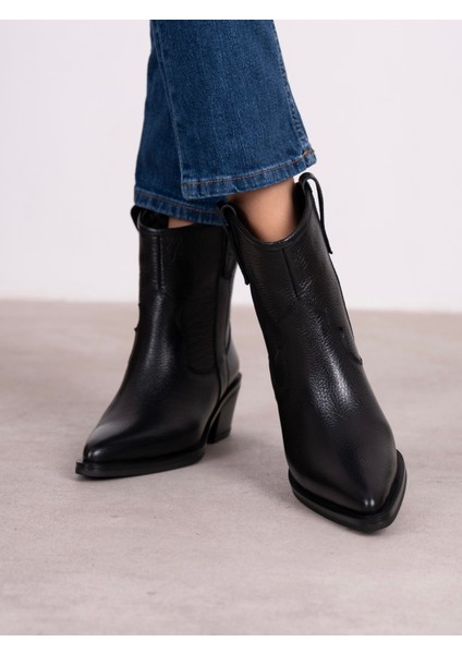 Medea Siyah Hakiki Deri Kadın Bot indirimleri