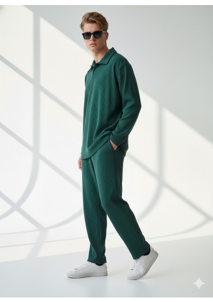 Unisex Fitilli Gömlek Yaka Uzun Kol Cepli Beli Lastikli 2'li Takım fiyatları