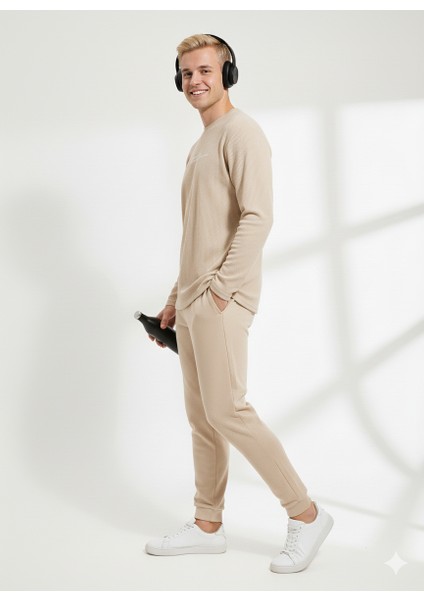 Unısex Fitilli Bisiklet Yaka Uzun Kollu Baskılı 2'li Takım fiyatları