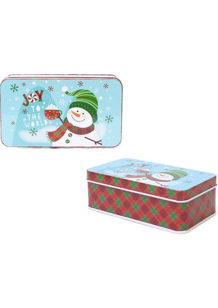 Yılbaşı Temalı Mini Dikdörtgen Teneke Kutu Kardan Adam Desenli Yeşil 11 cm fiyatları