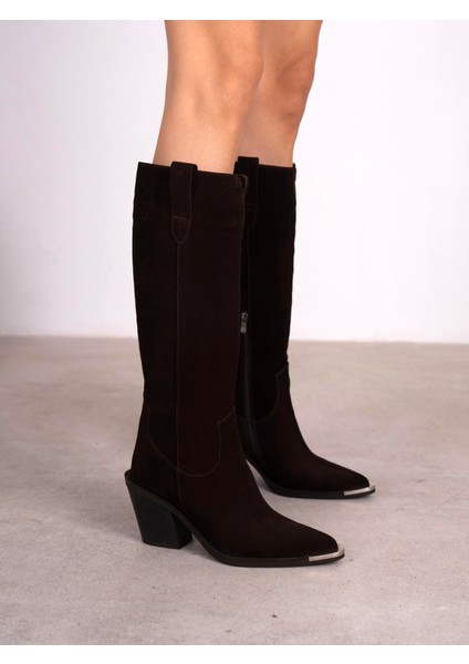Zonia Kahve Süet Hakiki Deri Kadın Çizme modelleri