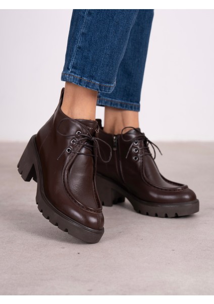 Arwen Kahve Hakiki Deri Kadın Bot