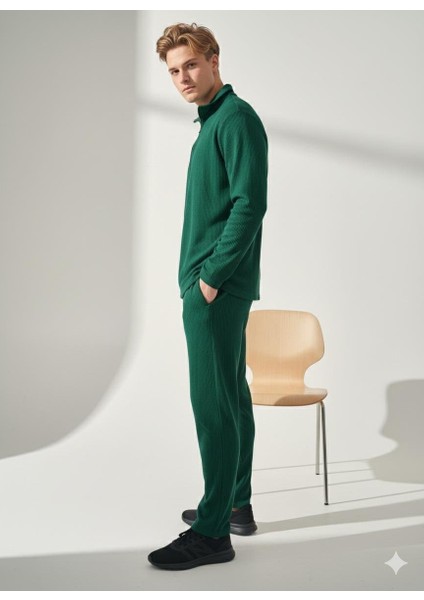 Unisex Fitilli Gömlek Yaka Fermuarlı Cepli Beli Lastikli Triko Alt Üst Takım fiyatları