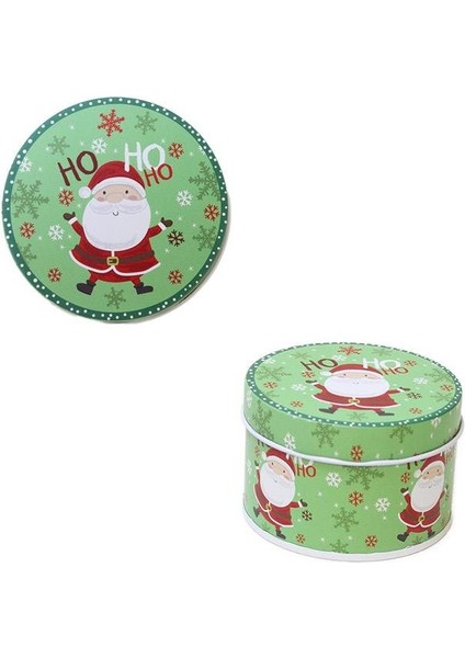 Yılbaşı Temalı Mini Yuvarlak Teneke Kutu Noel Baba Desenli Yeşil 5 cm fiyatları