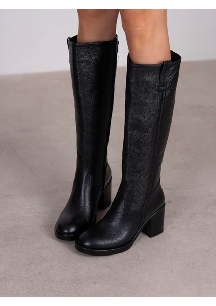 Nives Siyah Hakiki Deri Kadın Çizme modelleri