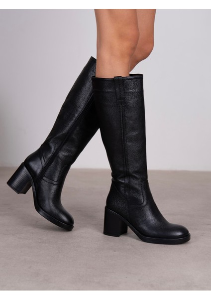 Nives Siyah Hakiki Deri Kadın Çizme fırsatları