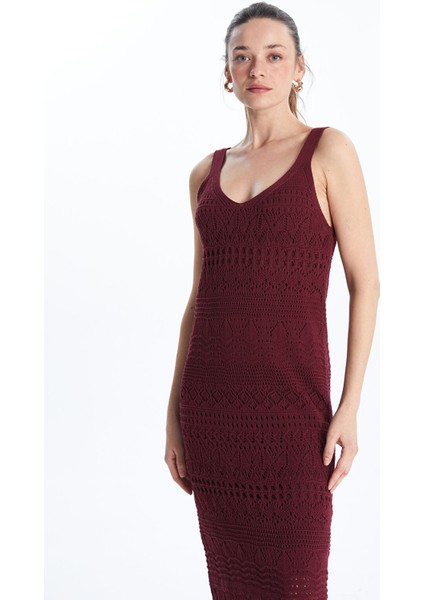 Yeni Sezon V Yaka Ajurlu Kadın Triko Elbise fiyatları