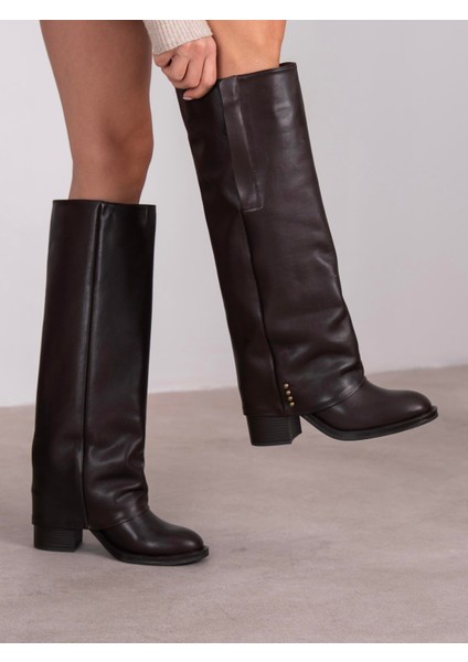 Bully Kahve Hakiki Deri Kadın Çizme fırsatları