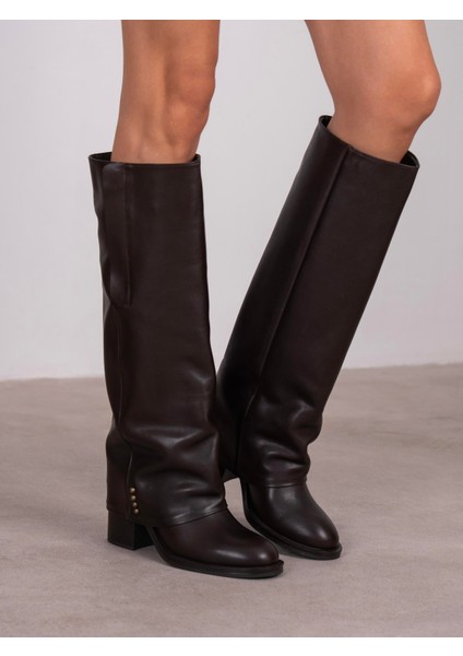 Bully Kahve Hakiki Deri Kadın Çizme indirimleri