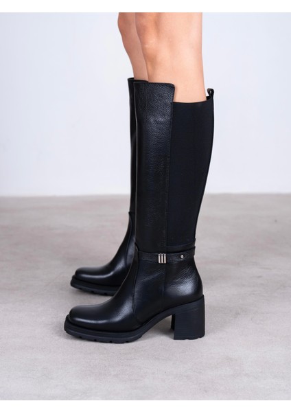 Fauna Siyah Hakiki Deri Kadın Çizme fiyatları