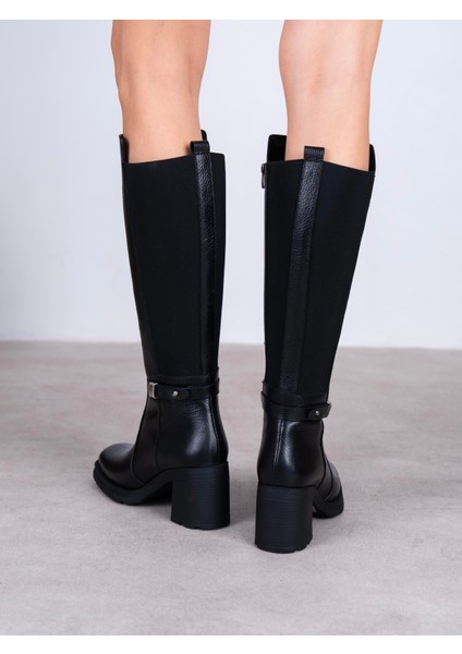 Fauna Siyah Hakiki Deri Kadın Çizme modelleri