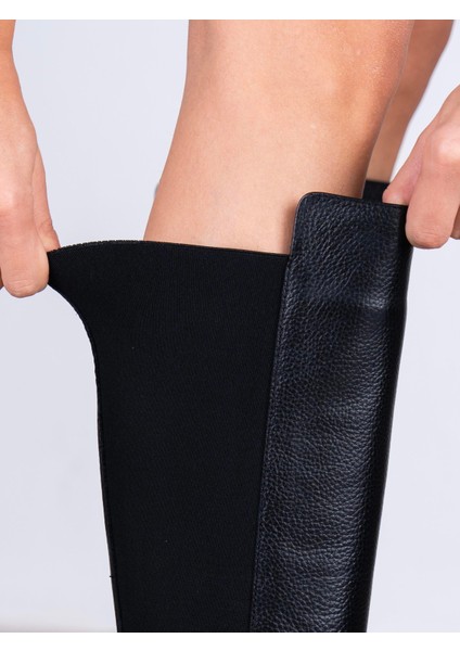 Fauna Siyah Hakiki Deri Kadın Çizme fırsatları