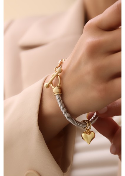 14 Ayar Altın Kalp Charm Bileklik