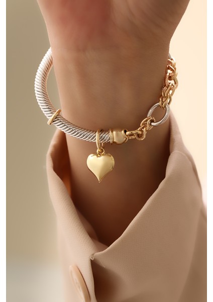 14 Ayar Altın Kalp Charm Bileklik fiyatları