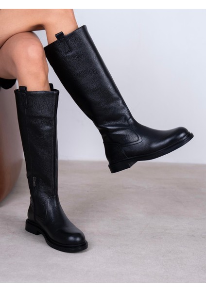 Nessa Siyah Hakiki Deri Kadın Çizme modelleri