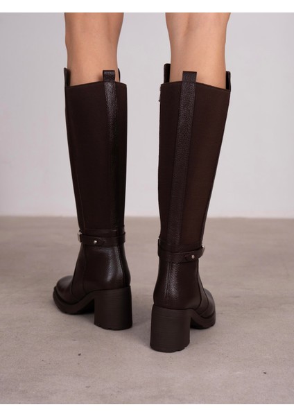 Fauna Kahve Hakiki Deri Kadın Çizme modelleri