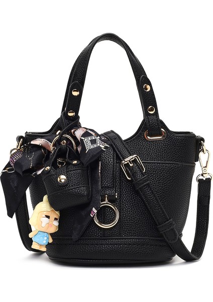 Kadın Siyah Uzun Askılı Mini Kol Çantası 25WBD2744FT