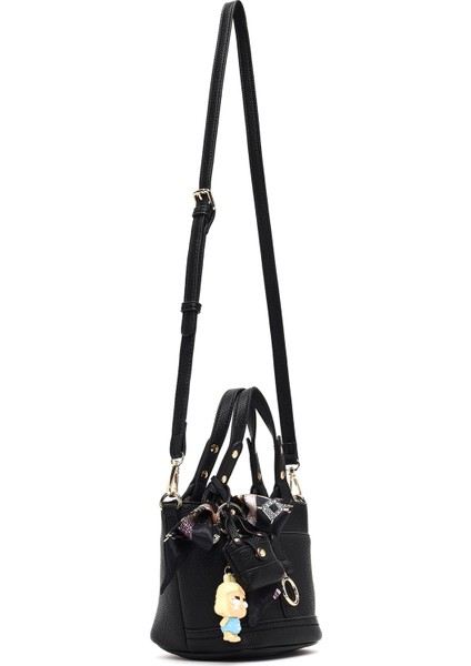 Kadın Siyah Uzun Askılı Mini Kol Çantası 25WBD2744FT