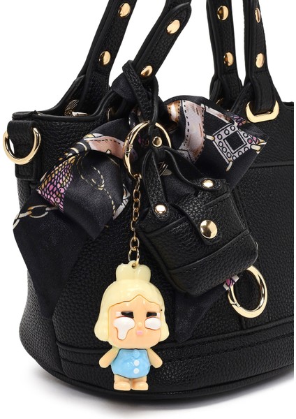 Kadın Siyah Uzun Askılı Mini Kol Çantası 25WBD2744FT