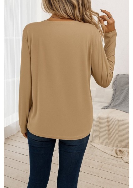 Kadın Uzun Kollu Bisiklet Yaka Viskon Bluz modelleri